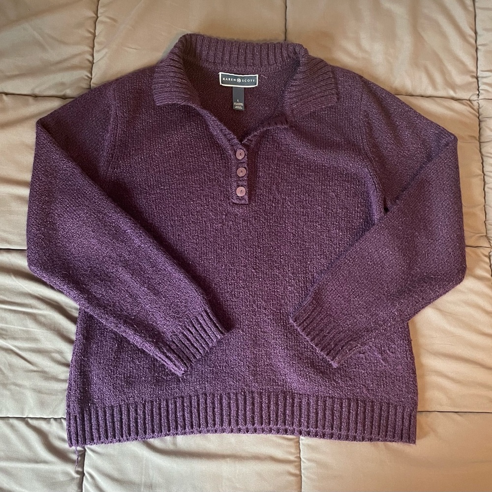 Karen Scott Quarter Button Sweater